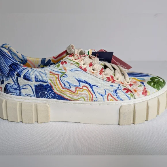 Farm Rio NEW Copacabana Flatform Sneakers size US 7 Women Floral Cotton Platform - Picture 4 of 11